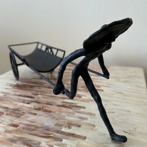 Man Pulling Cart - Wrought Iron Wine Bottle Holder